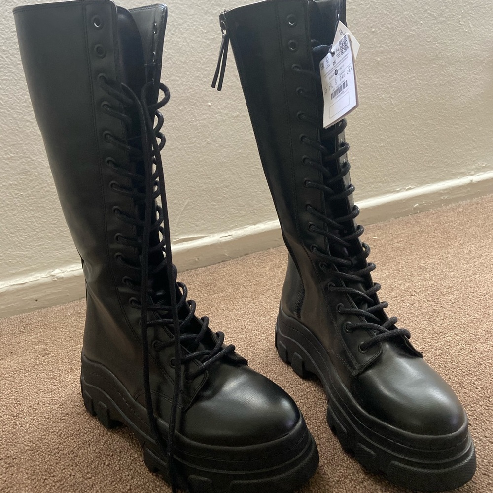 Bershka Black Combat Boots new